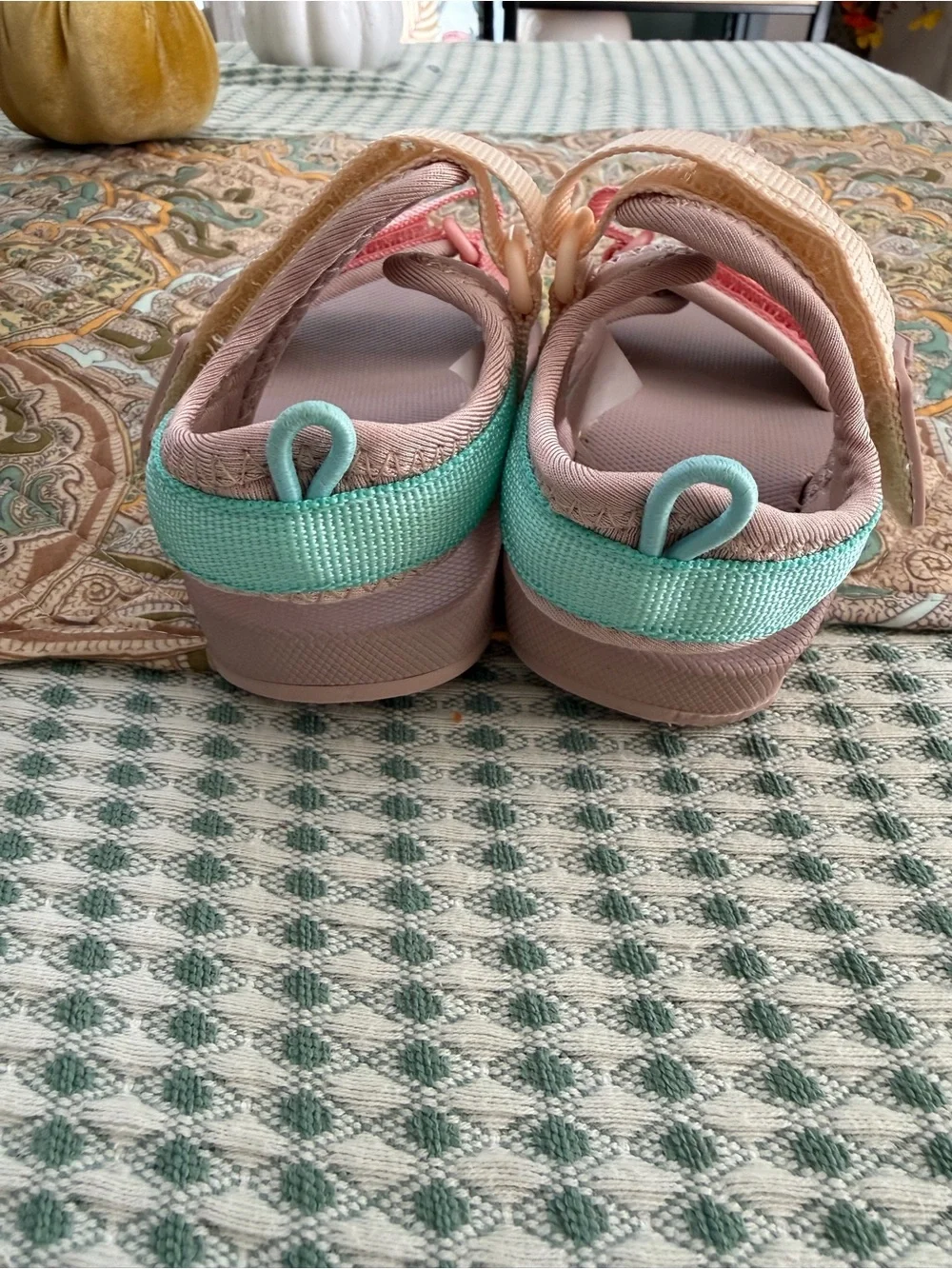 Old Navy Toddler Girls Double-Strap Sandals Size 6 Pink Teal